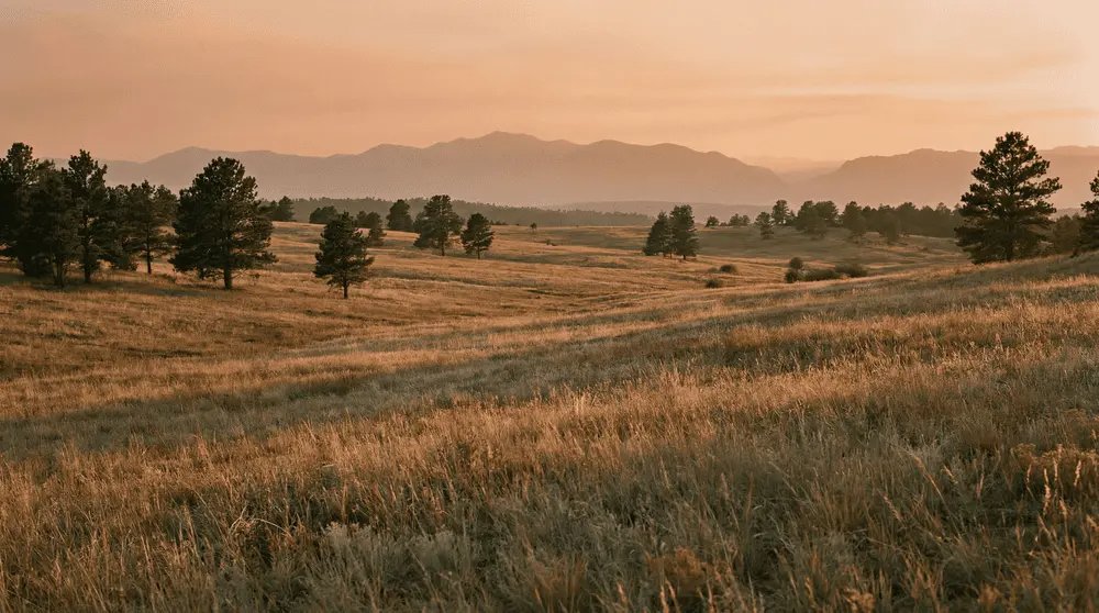Golden-hour light over the Colorado Front Range foothills